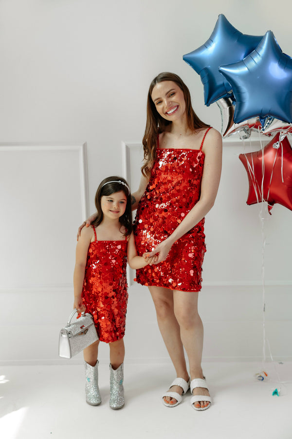 Paillette Ruby Party Dress – Teen/Women, XL