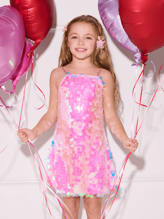 Lola + The Boys Dress Pink Magic Paillette Dress