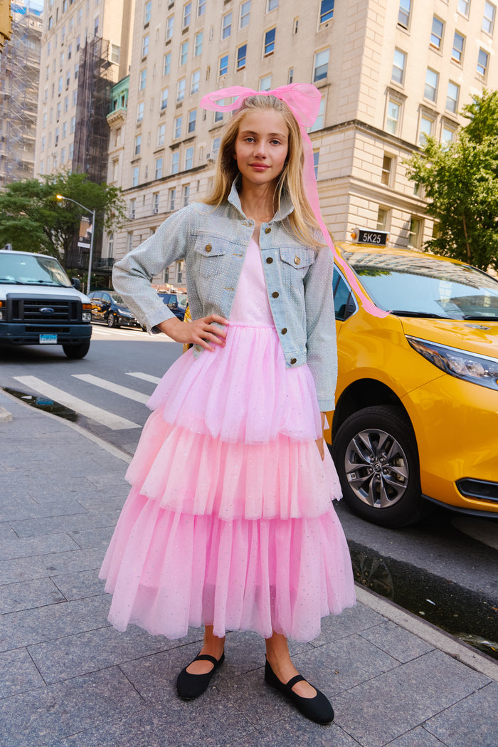 Lola + The Boys Dress Pink Taylor Shimmer Tulle Party Dress