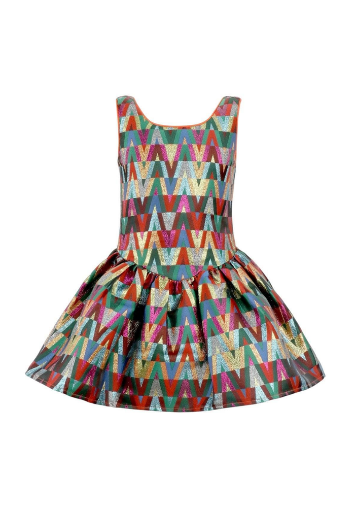 Lola + The Boys Dress Rainbow Vibes Metallic Bubble Dress