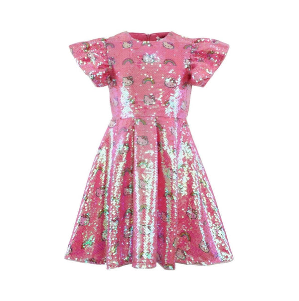 open lace back dress Sequin Rainbow Hello Kitty Dress, 3
