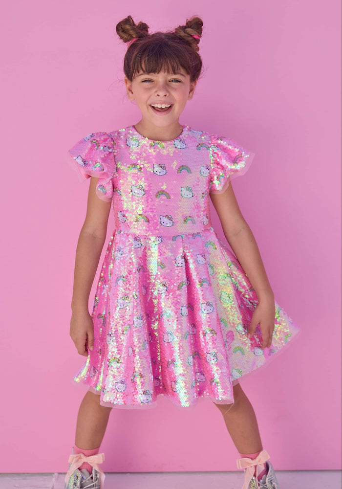 Lola + The Boys Dress Sequin Rainbow Hello Kitty Dress