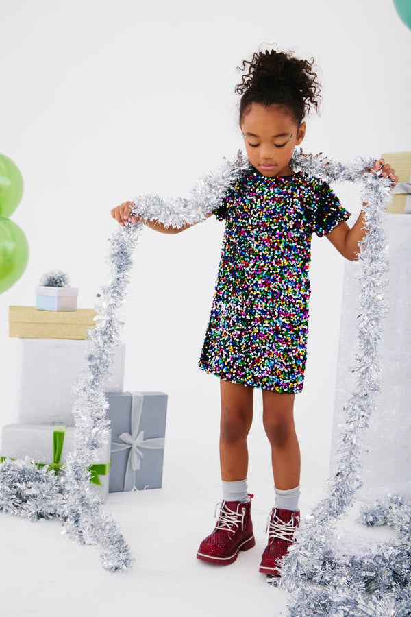 Lola + The Boys Shimmer Stardust Sequin Dress, 6