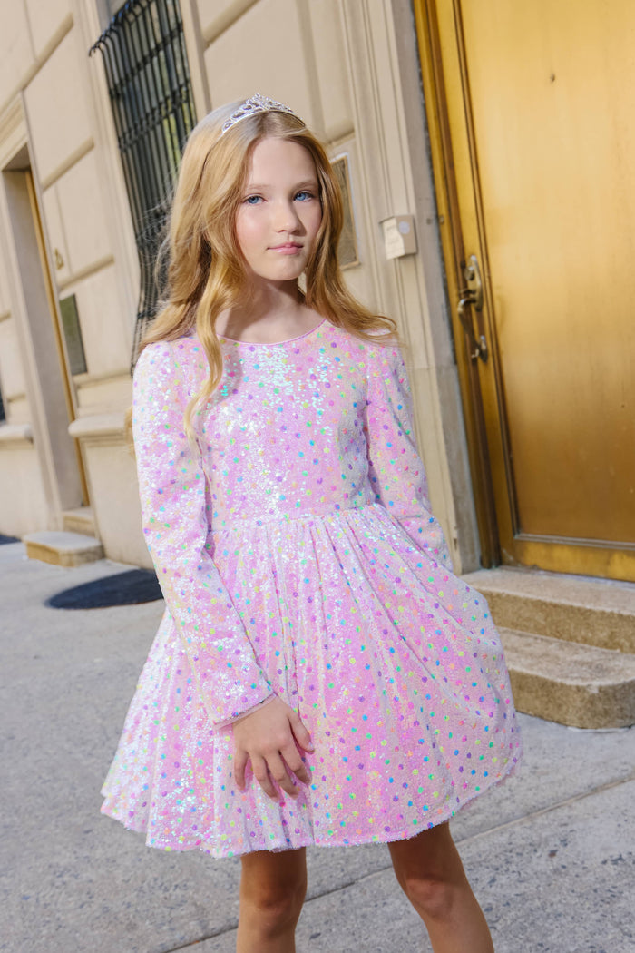 Lola + The Boys Dress Sparkle Confetti Long Sleeve Dress
