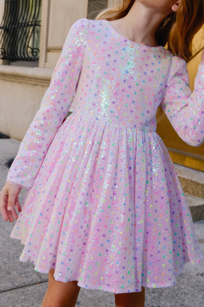 Lola + The Boys Dress Sparkle Confetti Long Sleeve Dress