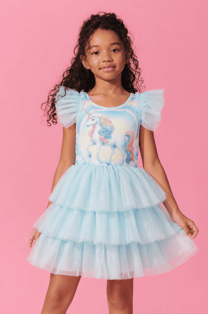 Lola + The Boys Dress 2 / Light blue Stardust Unicorn Dress