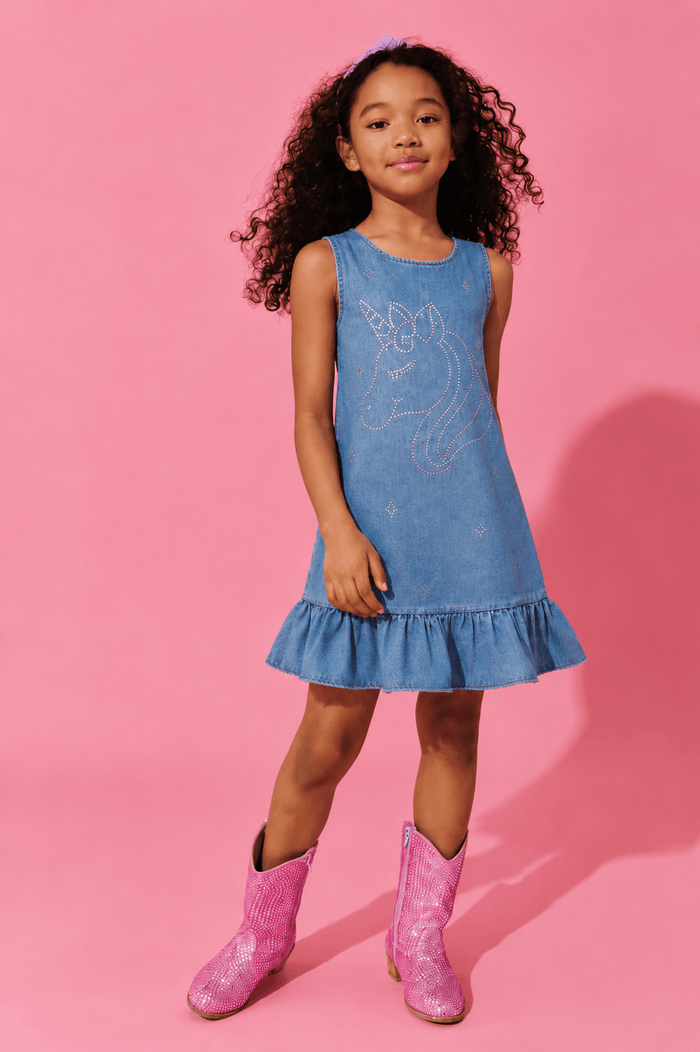 Lola + The Boys Dress Unicorn Dreams Denim Dress