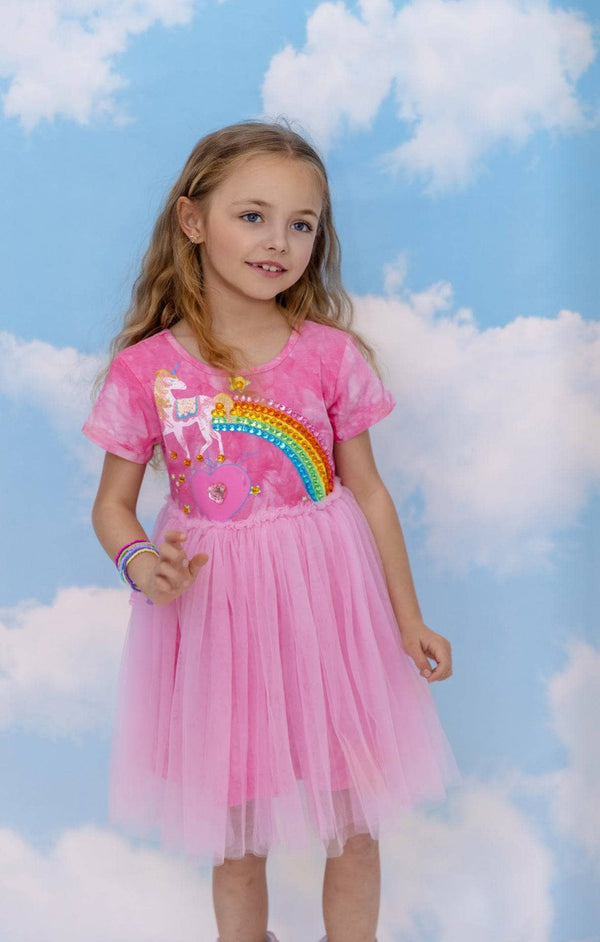 Unicorn Rainbow Gem Tie Dye Dress, 3