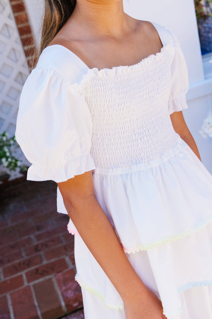 exclude-sale Dress White Rainbow Tier Dress