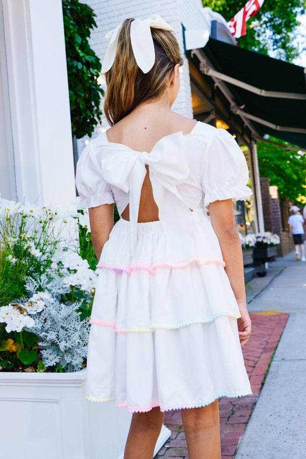 rainbow white dresses Lola + The Boys White Rainbow Tier Dress, 4