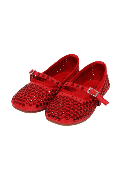 lola-new-arrival Footwear Crystal Hearts Ruby Ballet Flat