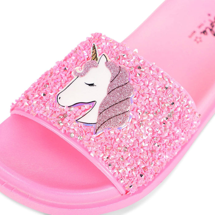 Lola + The Boys Footwear Pink Glitter Unicorn Slides