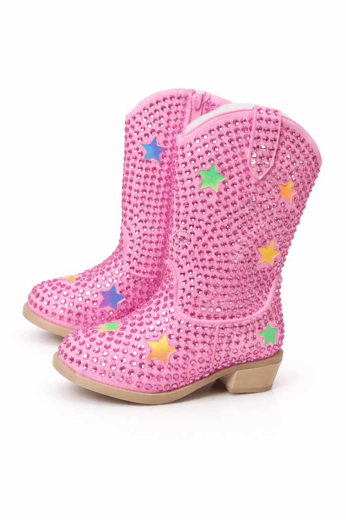 shoes Footwear Pinky Rainbow Star Crystal Cowgirl Boots