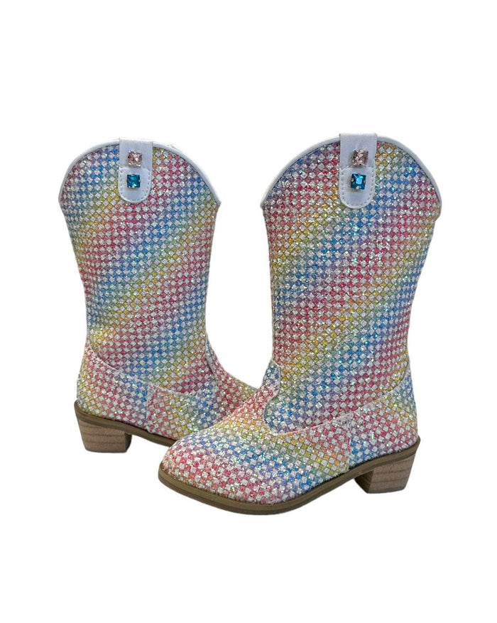 Lola + The Boys Footwear Rainbow Sparkle Cowgirl Boots