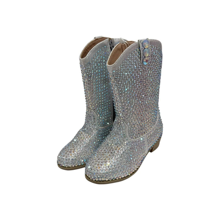 Lola-spring-25 Footwear Silver Crystal Cowgirl Boots