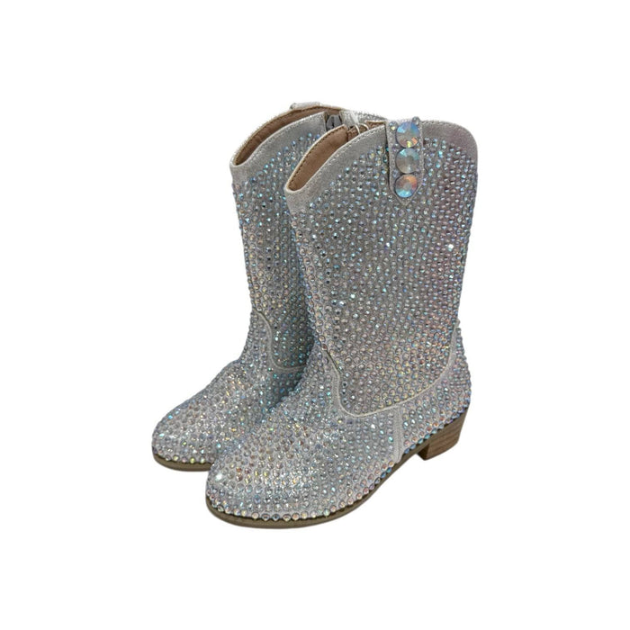 Lola-spring-25 Footwear Silver Crystal Cowgirl Boots