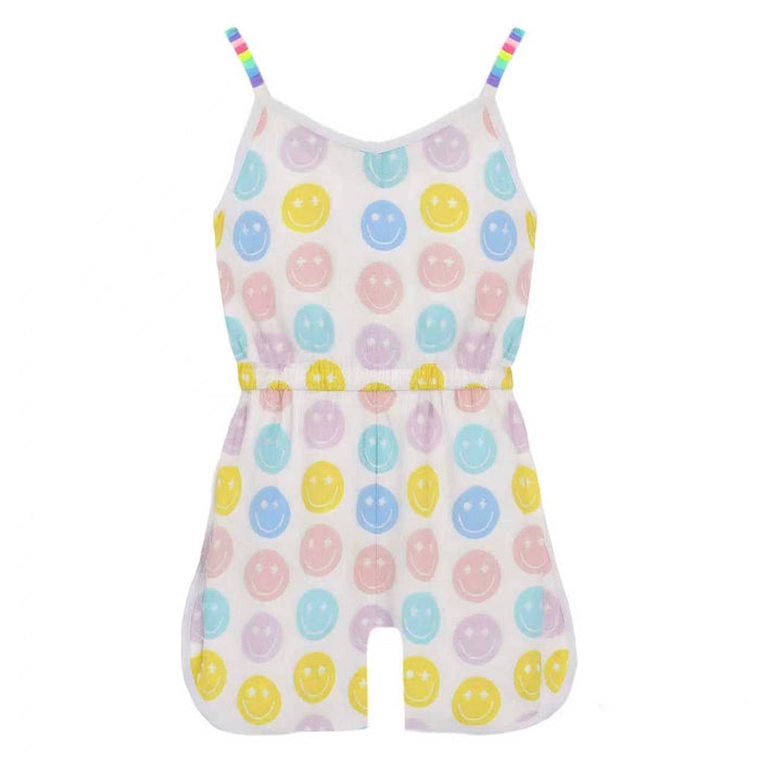 Lola + The Boys Happy Emoji Beaded Hearts Romper