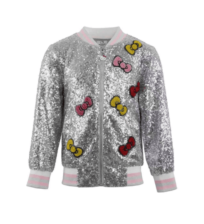 Lola + The Boys Hello Kitty Silver Sequin Bomber