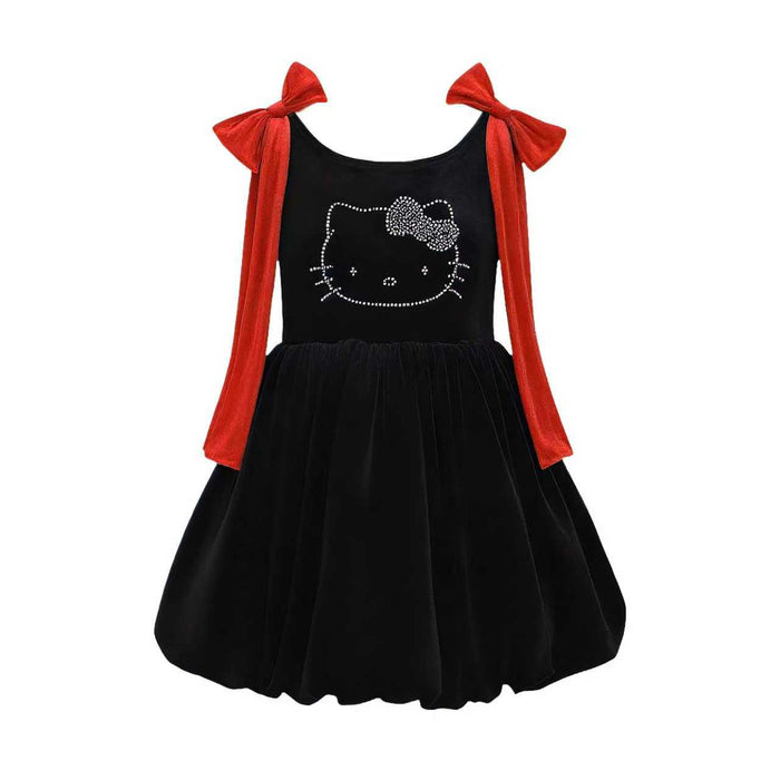 Lola + The Boys Hello Kitty Sparkle Bow Velvet Dress