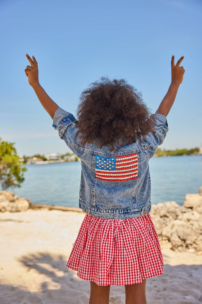 Lola + The Boys Jacket American Flag Denim Jacket