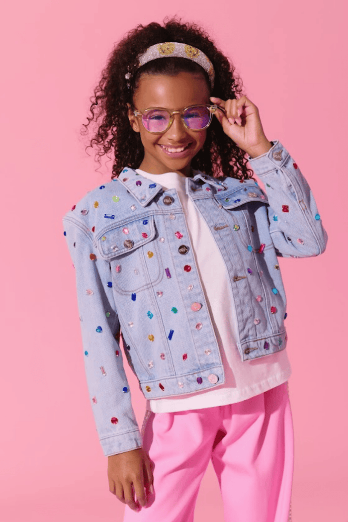 Lola + The Boys Jacket Bejeweled Denim Jacket