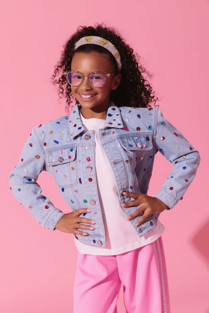 Lola + The Boys Jacket Bejeweled Denim Jacket