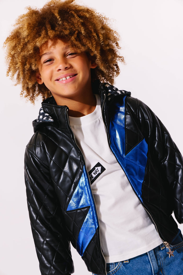 Lola + The Boys Jacket Blue Flash Leather Jacket