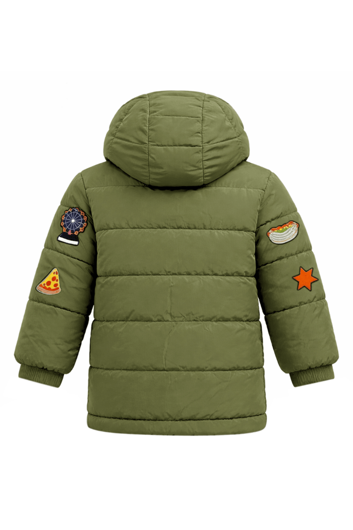 Lola + The Boys Jacket Chicago Patch Puffer