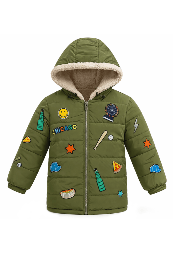 Lola + The Boys Jacket Chicago Patch Puffer