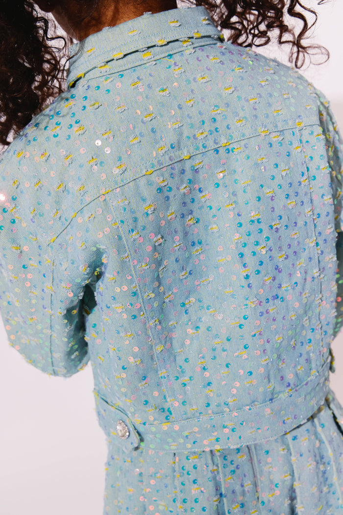 Lola + The Boys Jacket Confetti Denim Sequin Jacket