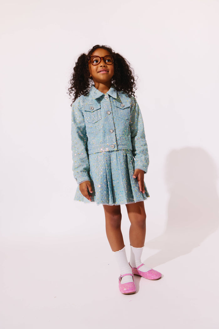 Lola + The Boys Jacket Confetti Denim Sequin Jacket