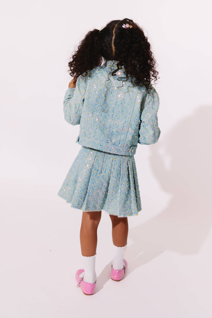 Lola + The Boys Jacket Confetti Denim Sequin Jacket