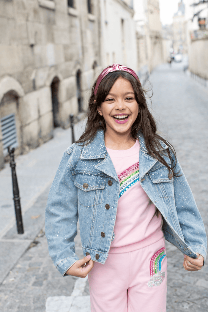 Lola-spring-25 Jacket Crystal Bow Denim Jacket