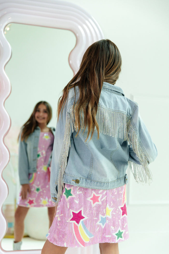 Lola-spring-25 Jacket Crystal Tassel Denim Jacket