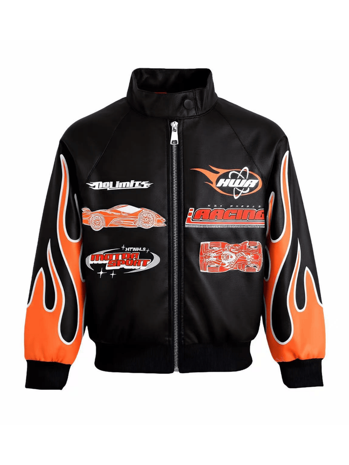 Lola + The Boys Jacket Faux Leather Racing Bomber