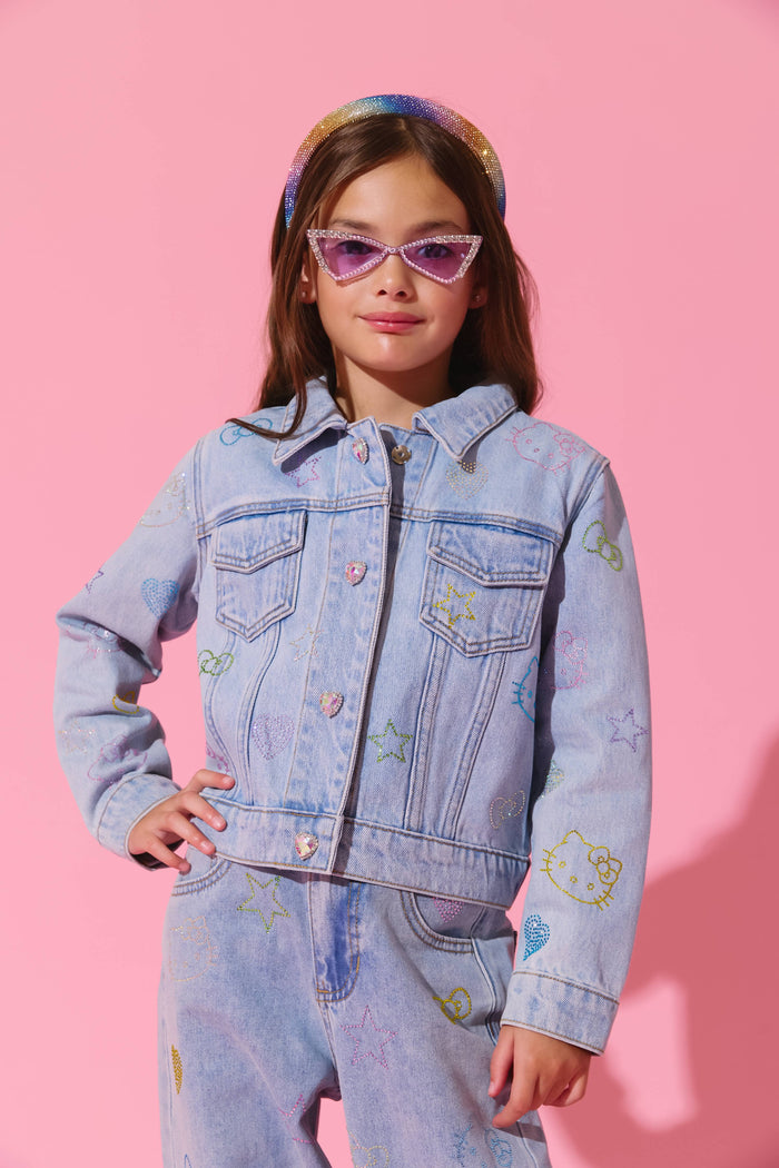 Lola + The Boys Jacket Hello Kitty® Crystal Denim Jacket