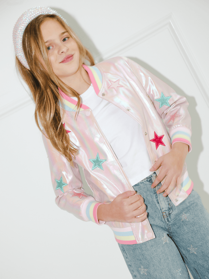 Lola + The Boys Jacket 2 Holographic Stars Bomber
