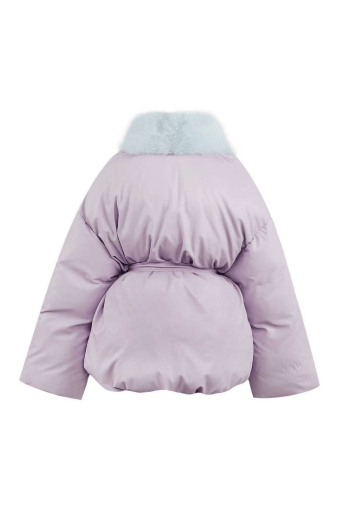 Lola + The Boys Jacket Lavender Fuzzy Wrap Puffer