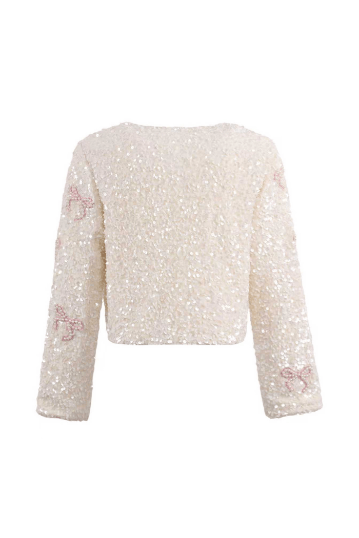 Lola + The Boys Jacket Pearly Bow Sparkle Jacket