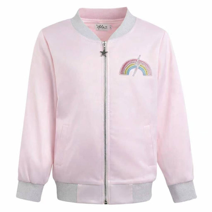Lola + The Boys Jacket Rainbow Flash Satin Bomber