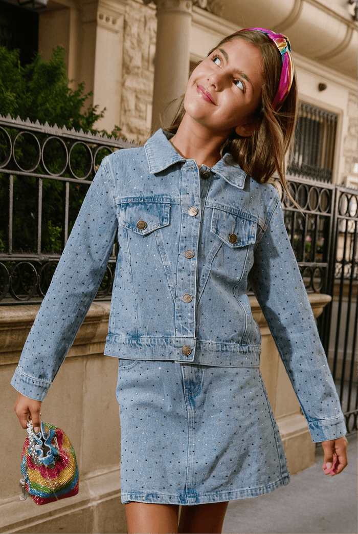 Lola + The Boys Jacket Rainbow Sparkle Denim Jacket