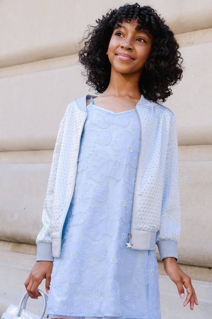 Lola + The Boys Jacket Silver Crystal Bomber