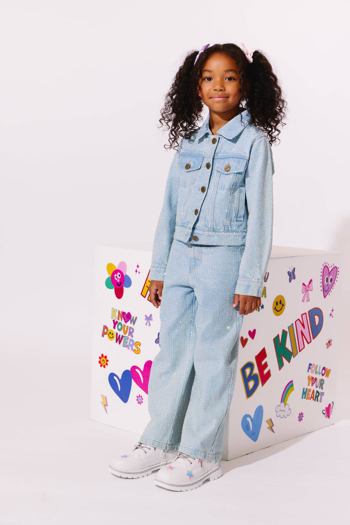 Lola + The Boys Jacket Sparkle Crystal Denim Jacket