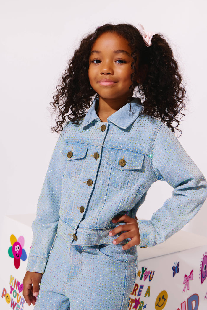 Lola + The Boys Jacket Sparkle Crystal Denim Jacket