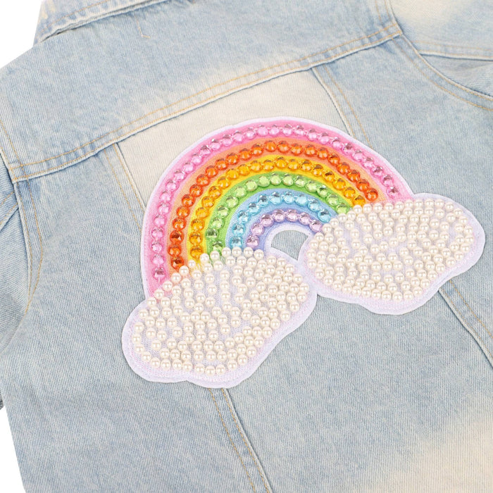 Lola + The Boys Jackets & Bombers Rainbow Pearl Denim Jacket