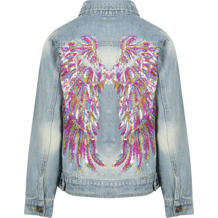 Lola & The Boys Jackets & Bombers Women's Neon Angel Wings Denim Jacket