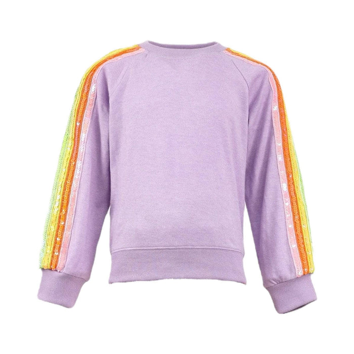 Lola + The Boys 10 Lavender Rainbow Sequin Sweatshirt