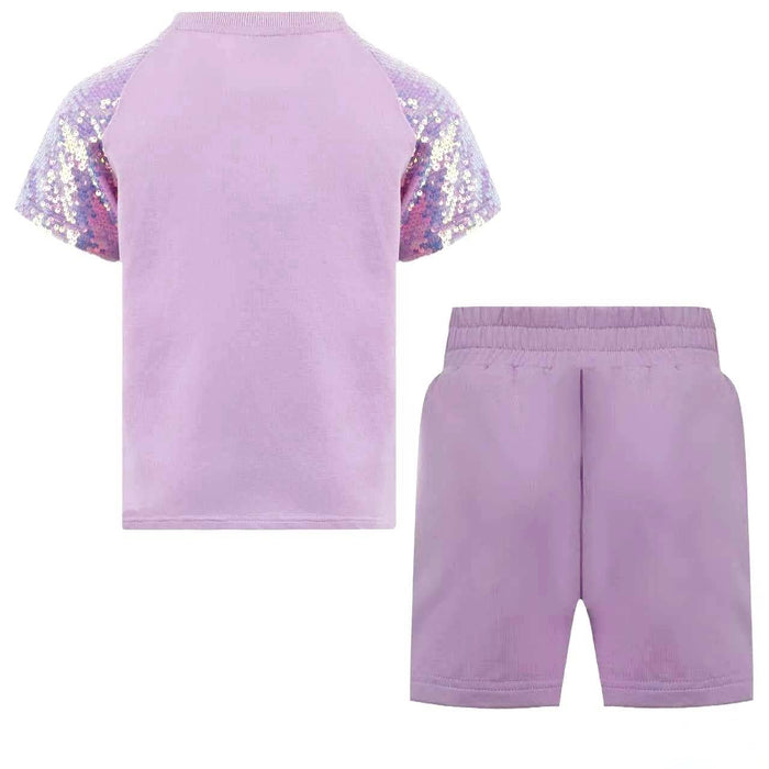Lola + The Boys Lavender Sequin Hearts Short Set