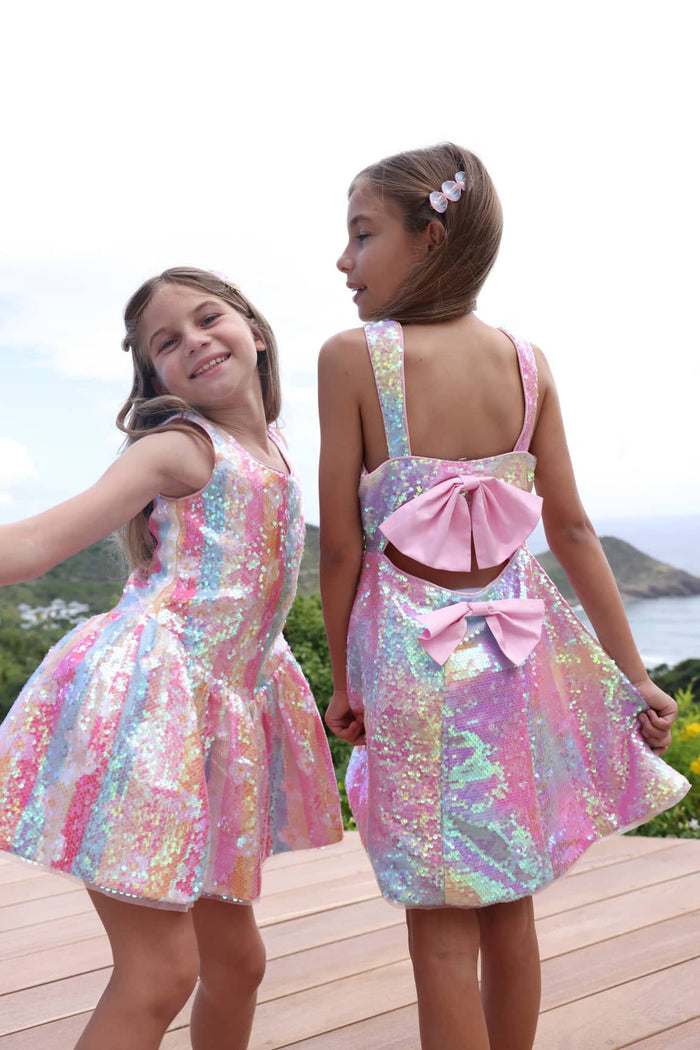 Lola + The Boys 2 Ombre Sequin Bows Dress