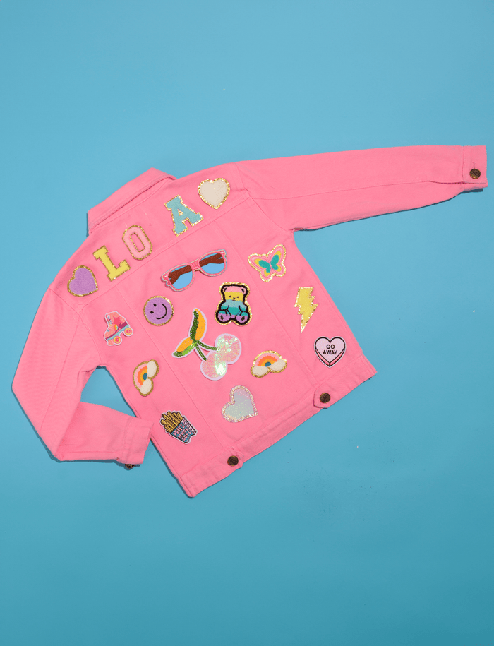 exclude-patch Outerwear Customizable Patch Pink Denim Jacket